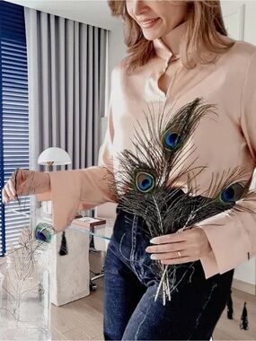 Elegant Pink Satin V-Neck Women's Blouse